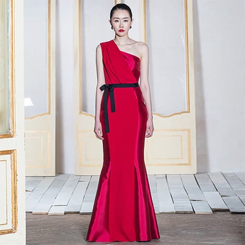 Red Mikado Silk Dress